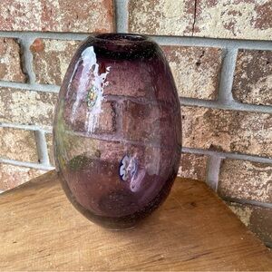 Fused Glass Vase Passionate Purple! Beautiful! Chubby! 9” Tall